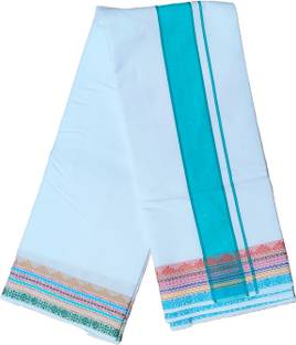 ManoCotton ManoCotton Men's 9×5 Double Dhoti With Angavastram Towel Set |6.25Meters| Solid Men Dhoti
