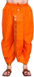 रामेश्वरम फैब्रिक्स Readymade Elastic Cotton Silk Dhoti for men, Free Size, Ready to wear Dhoti Only पुरुषों के लिए सॉलिड धोती