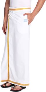 GOWRI TEX Woven White, Gold Lungi