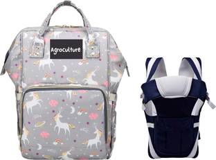 AgroCulture Premium Baby Diaper Bag for Mother + Blue Baby Carrier, Baby Diaper bag