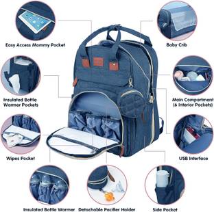 ComfyStyle Multifunctional Mummy Bag Foldable Nappy Backpacks Baby Bed-41x30 Cm Diaper Bag Mummy Diaper Bag
