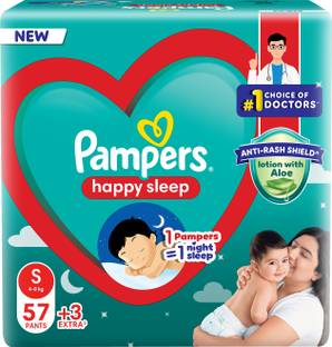Pampers Happy Sleep Pant Style Baby Diaper, 1 Night Sleep with Anti Rash Shield - S