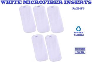 TINNY TOTS Premium Quality 4 Layer Cotton Microfiber Bamboo White Insert Liner Reusable Washable Cotton Diaper Nappy Inserts for Baby Cloth Diapers, 4 Layer White Inserts Liners Natures Cloth Diaper Liner For Toddlers/Infants/New Borns(0-24 Months, 3-17KGS)(PACK OF 5) - S - M