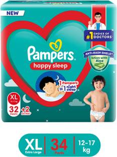 Pampers Happy Sleep Pant Style Baby Diaper, 1 Night Sleep with Anti Rash Shield - XL