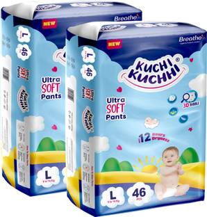 KUCHI KUCHHI Premium super soft baby diaper with a 3D bubble top (Pack of 2) - L