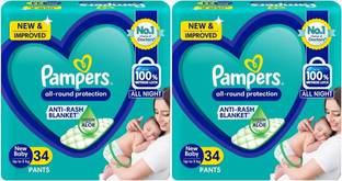 Pampers All Round Protection With Aloe Vera Baby Pants Diaper Size XS/NB (Pack of 2) - New Born