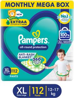 Pampers All Round Protection Diaper Pants, Anti Rash Blanket, Lotion with Aloe - XL