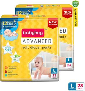babyhug Advanced Pant Style Diaper, 3D Leak Guard, Alcohol Free, Anti-Rash & Gentle. - L