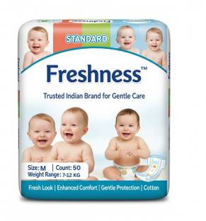 freshness Newborn Baby Diaper Pants | 12H Dryness | Unisex | Rash-Free & Soft - M