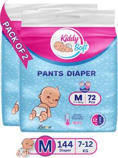 KiddySoft Baby Diaper Pants | Super Absorbent- Crisscross Top Layer | 7-12 KG | Pack of 2 - M