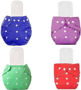 ocean count Baby washable cloth Diapers combo of 4 Nappies with Multi Layered - New Born