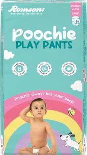 Romsons Poochie Play Baby Diaper Pants| 7-12 Kg | Wetness Indicator | Cottony Soft - M