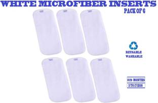 TINNY TOTS Premium Quality 4 Layer Cotton Microfiber Bamboo White Insert Liner Reusable Washable Cotton Diaper Nappy Inserts for Baby Cloth Diapers, 4 Layer White Inserts Liners Natures Cloth Diaper Liner For Toddlers/Infants/New Borns(PACK OF 6) - S - M