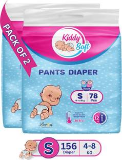 KiddySoft Baby Diaper Pants | Super Absorbent- Crisscross Top Layer | 4-8 KG | Pack of 2 - S