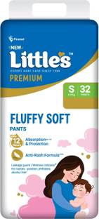 Little's Fluffy Soft Baby Diapers Small Size (12 Hours Absorption) - S