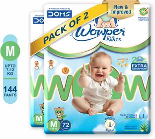 Wowper Fresh Baby Diapers Pants by Doms|Wetness Indicator| Upto 12Hrs Absorb | 7-12 Kg - M