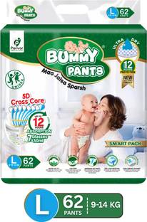BUMMY PANTS Ultra Dry Baby Diapers with 5D Cross Core & 12-Hour Absorption | Pack of 1 - L