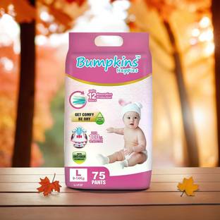 Bumpkins Premium Fresh Baby Diapers Pants|Wetness Indicator|Upto 12 Hrs Absorption - L