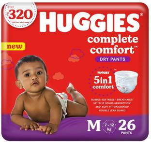 Huggies Dry Pant Diapers with Bubble Bed Technology - M26 - M