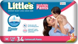 Little's Comfy Baby Pants, Standard, Medium, 34 Count With 10 Hours Absorption Protection - M
