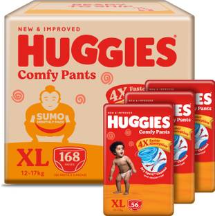 Huggies Comfy Baby Diaper Pants, Upto 50% Faster Absorption (56 X 3) - XL