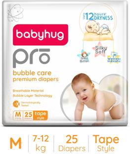 babyhug Pro Bubble Care Premium Tape Style Diaper Medium - 25 Pieces - M