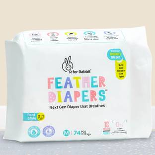 R for Rabbit Feather Diaper Pants 74 Pack - M