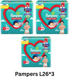 Pampers Anti rash lotion with Aloe vera baby Large size diaper pants(Pack of 3) - L