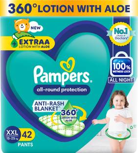 Pampers All Round Protection Diaper Pants, Anti Rash Blanket, Lotion with Aloe - XXL