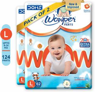 Wowper Fresh Baby Diapers Pants by Doms|Wetness Indicator| Upto 12Hrs Absorb | 9-14 Kg - L