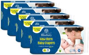 Blissbury Newborn Baby Diapers Count 10, Extra Absorb Taped style diaper - New Born
