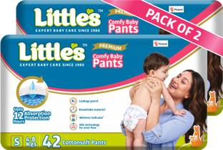 Little's Comfy Baby Pants Diapers with Wetness Indicator and 12 hours Absorption | Small - S