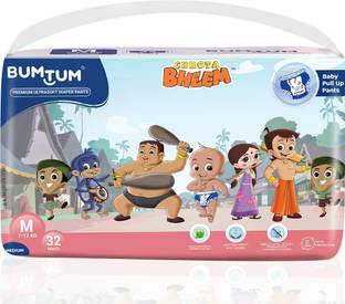 BUMTUM Chota Bheem Baby Diaper Pants With Leakage Protection High Absorb Technology - M