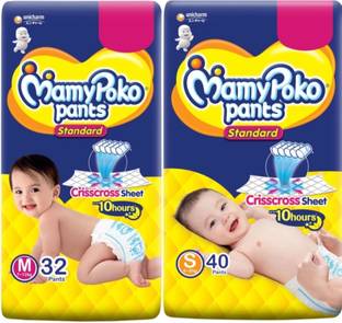 MamyPoko Pants Standard, Size Medium+Small ( 32+40 Pieces ) - S - M