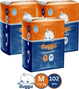 Duggu Soft Baby Diaper Pants | 7-12 kg | Up to 10 Hours Absorption | Pack of 3 - M
