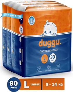 Duggu Baby Diapers Pants | UP to 10 hrs Absorption | 9 - 14 Kg | Large Pack 3 (30) - L
