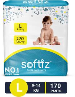 softiz Large baby diapers pack of 170 - L