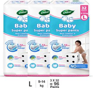 Dabur Baby Super Pants | Diaper Infused with Aloe Vera, Shea Butter & Vitamin E | Insta-Absorb Technology - L