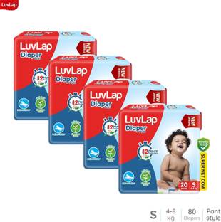 LuvLap Diaper Pants Style Bogo Diaper, Small, for babies upto 4-8 Kg, Aloe Vera - S