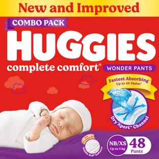 Huggies Complete Comfort Wonder Pants, India's Fastest Absorbing Diaper | - New Born