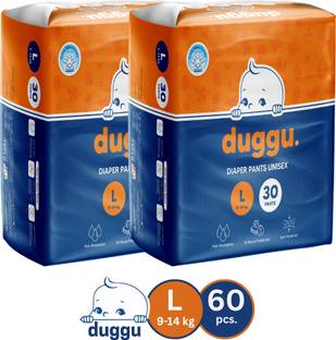 Duggu Soft Baby Diaper Pants | 9-14 kg | Up to 10 Hours Absorption | Pack of 2 - L