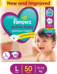 Pampers Active Baby Taped Diapers with Adjustable Fit - L