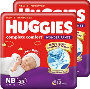 Huggies Complete Comfort Wonder Pants, India's Fastest Absorbing Diaper | - New Born
