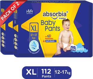 ABSORBIA Jumbo Baby Pants | Extra Large | 12-17 Kgs| Pack of 2 - XL
