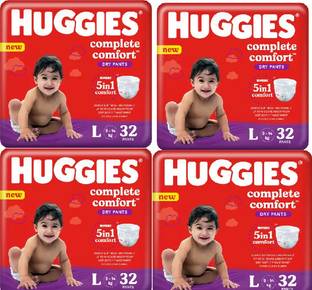 Huggies Complete Comfort Dry Pants Large Baby Diaper Pants with 5 in 1 Comfort - L