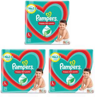 Pampers Anti rash lotion with Aloe vera baby Large size diaper pants combo(Pack of 3) - L