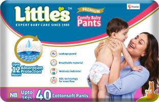Little's Comfy Baby Pants Diapers with Wetness Indicator and 12 hours Absorption | - New Born