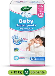 Dabur Baby Super Pants | Diaper Infused with Aloe Vera, Shea Butter & Vitamin E | Insta-Absorb Technology - M