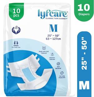 lyfcare Classic Tape Style | Unisex | Medium | Waist Size (25-50 Inch) | Adult Diapers - M