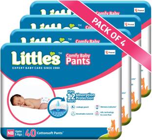 Little's Comfy Baby Pants Diapers with Wetness Indicator and 12 hours Absorption | Monthly Pack | - New Born